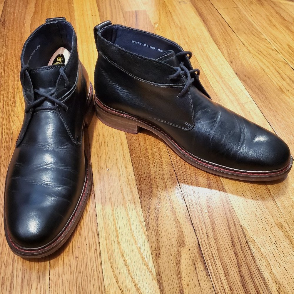 Cole Haan Air Colton Black Leather Suede Collar Chukka Mens Boots C11766